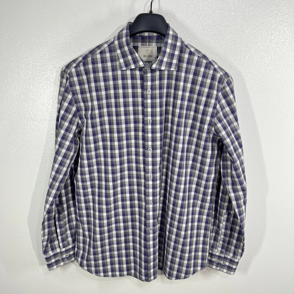 Todd Snyder‎ Mélange Yarns Large Men Purple Gingham Button Down Shirt Preppy